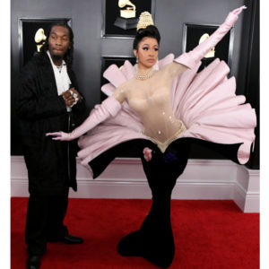 Cardi B at the Grammys on the red carpet with Offset
