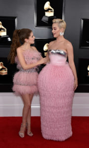 Katy Perry at the Grammys on the red carpet with Anna Kendrick